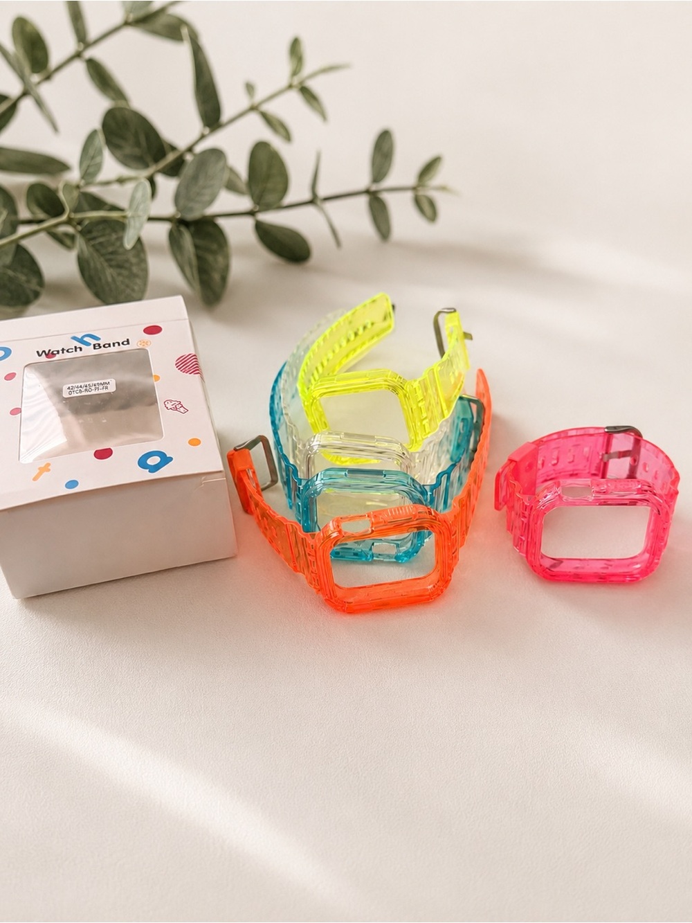 Neon Transparent Watch Bands for Apple Watch - Orange, Yellow, Blue, Pink